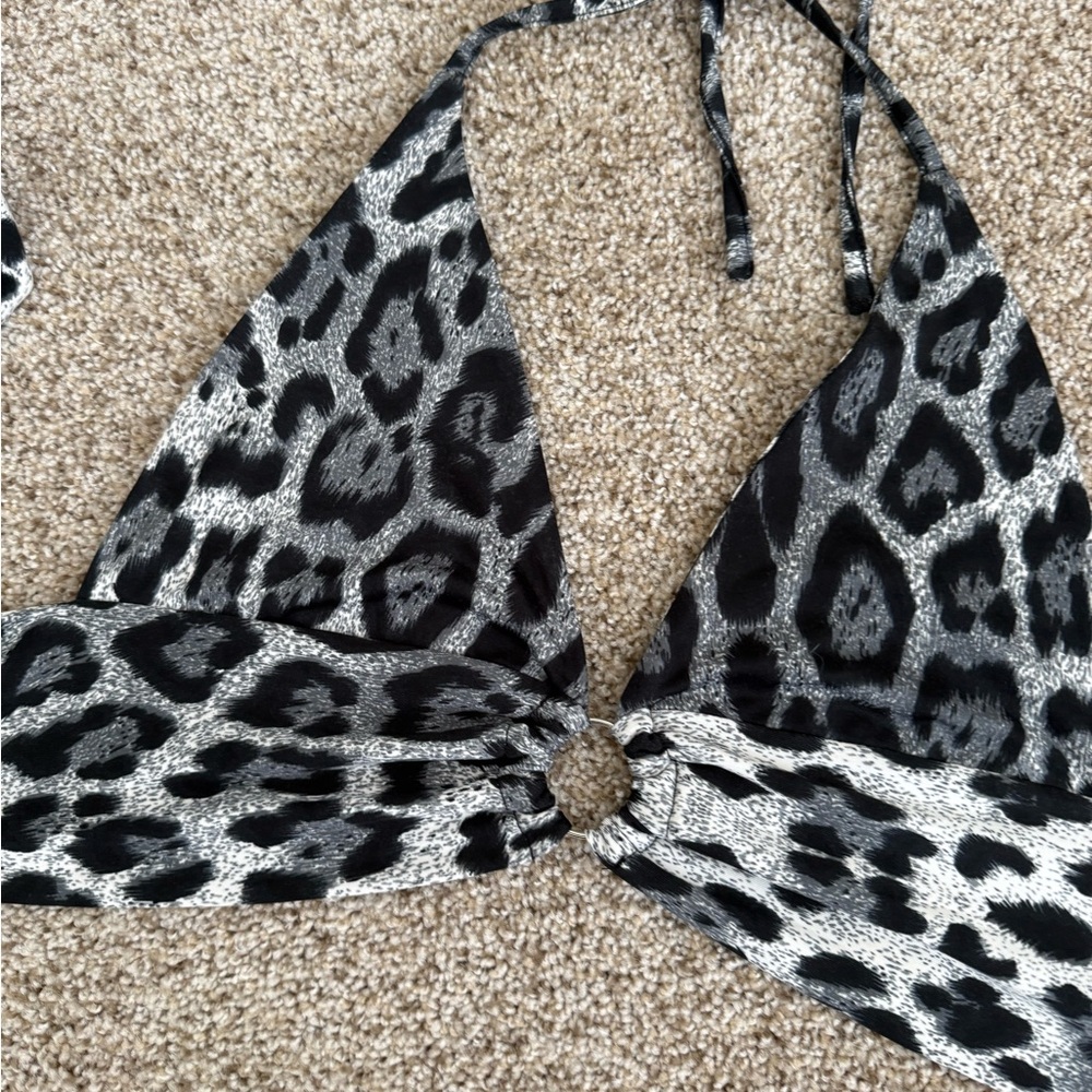 SHEIN Animal Print Halter Bikini Top